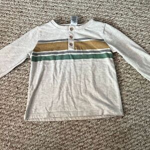 Little Lad Size 4T toddler Boys long sleeve T shirt beige striped